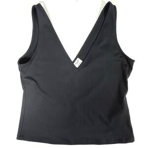 Abercrombie & Fitch Womens Black Double V Neck Cropped Tank Top Sleeveless L